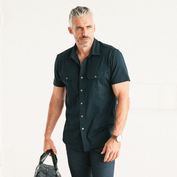 Cotton Farm Shirt, Durable, Water Resistant, Classic Fit, Ranch Shirt Navy / MD