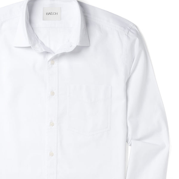 Essential Button Down Collar Casual Shirt - Classic White Cotton Twill