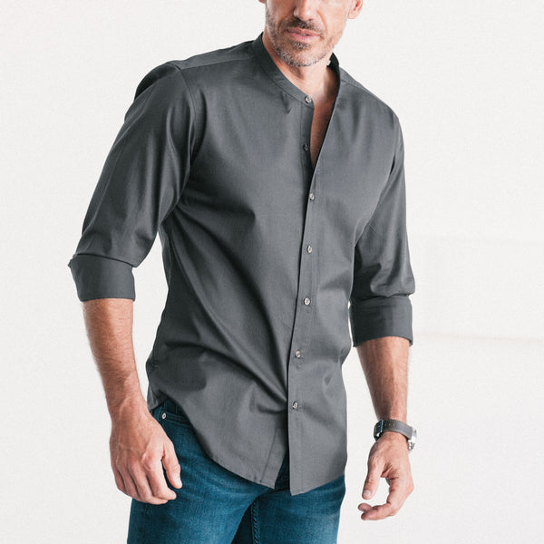 gray collar shirt