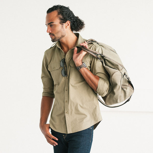 Men's Utility Shirt - Smith in Light Fatigue Khaki Cotton Twill