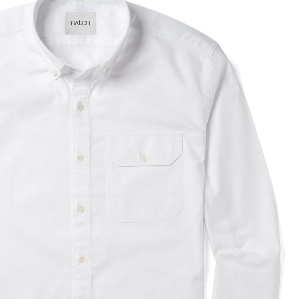 Men's One Pocket Casual Shirt - Builder in White Cotton Oxford | Batch