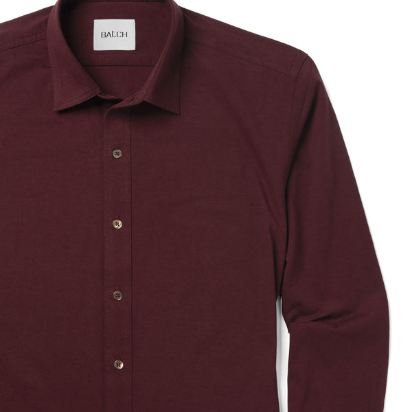 Men's Casual Button Down Shirt in Burgundy Cotton Jersey | Batch