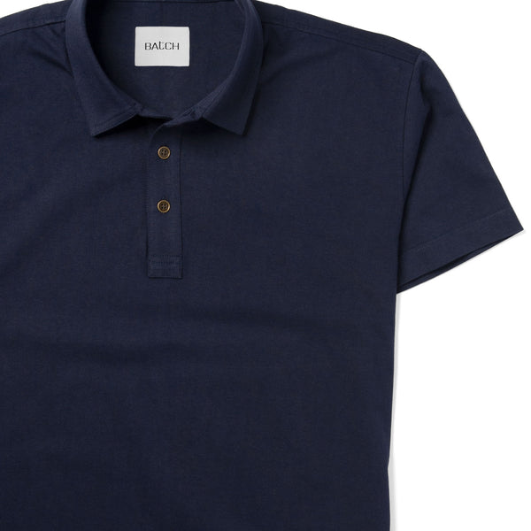 Men's Essential Polo - Short Sleeve in Navy Blue Cotton Jersey | Batch