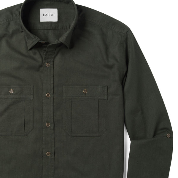 Men's Utility Shirt - Fixer in Olive Green Cotton Twill