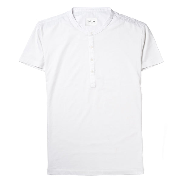 Woven Placket Henley Shirt – Slate Gray Cotton Jersey