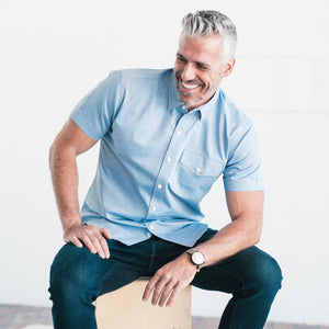 Author Short Sleeve Casual Shirt – Classic Blue Cotton Oxford