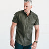 Author Short Sleeve Casual Shirt – Fatigue Green Cotton Twill