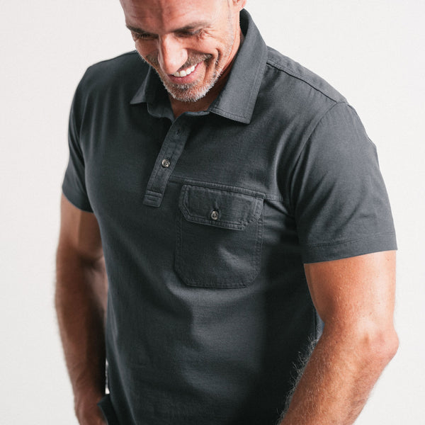 Builder Short Sleeve Polo Shirt –  Slate Gray Cotton Jersey