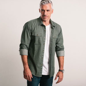 Davis Utility Shirt – Sage Green Cotton Twill