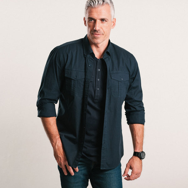 Editor Shirt – Dark Navy Mercerized Cotton