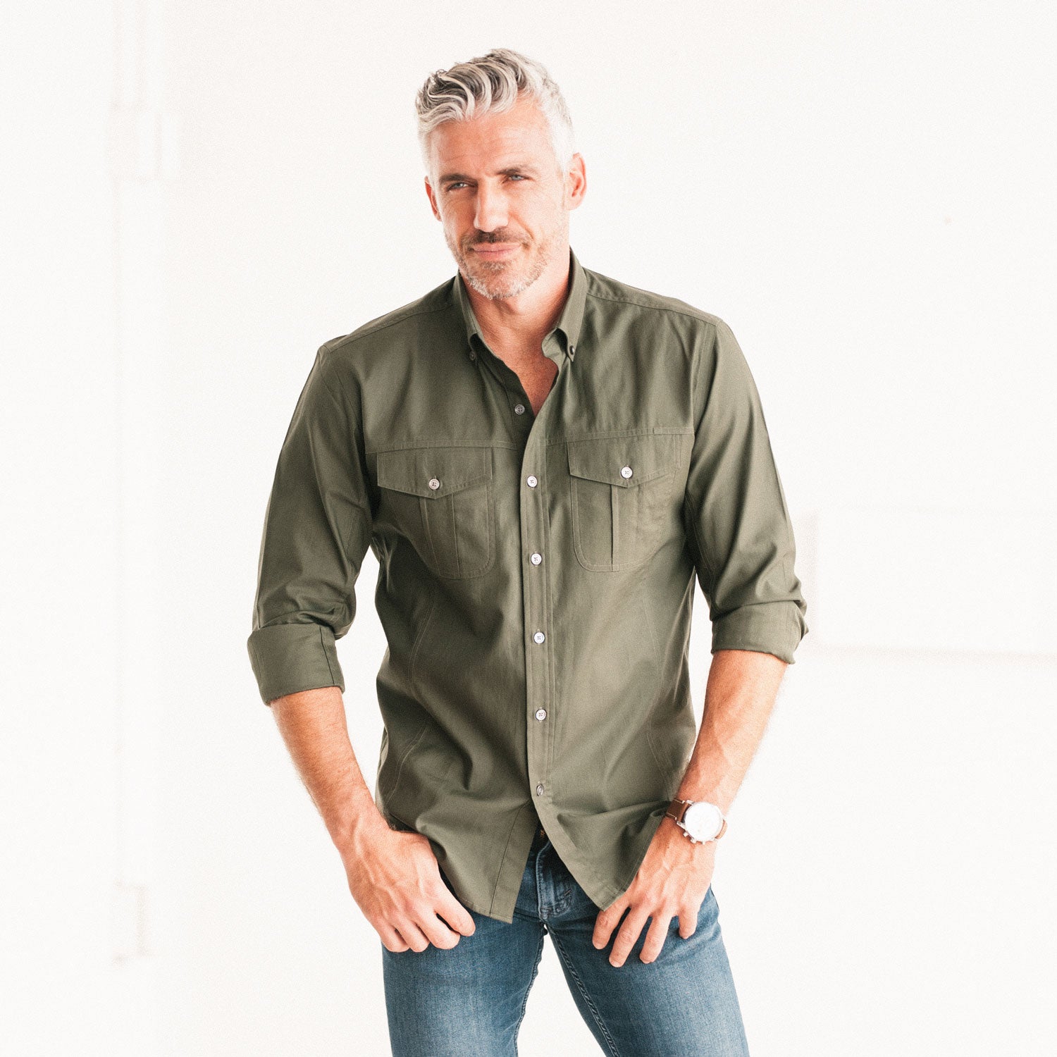 Men's Utility Shirt - Editor in Olive Green | Batch