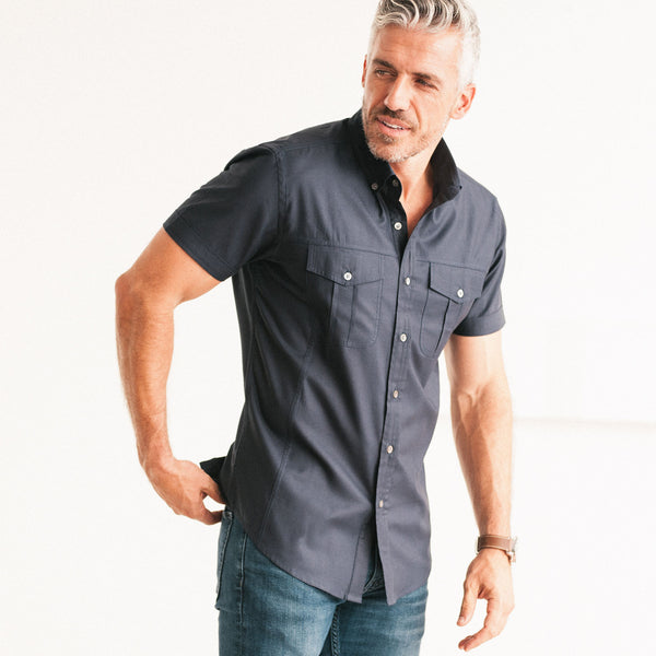 Men's Utility Shirt - Short Sleeve Editor in Dark Navy | Batch