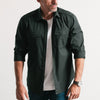 Engineer Utility Shirt – Dark Green Cotton Shadow Stripe