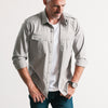 Engineer Utility Shirt – Stone Gray Cotton Shadow Stripe