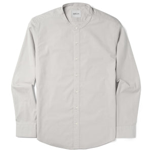 Essential Band Collar Button Down Shirt - Light Gray Cotton Stretch Poplin