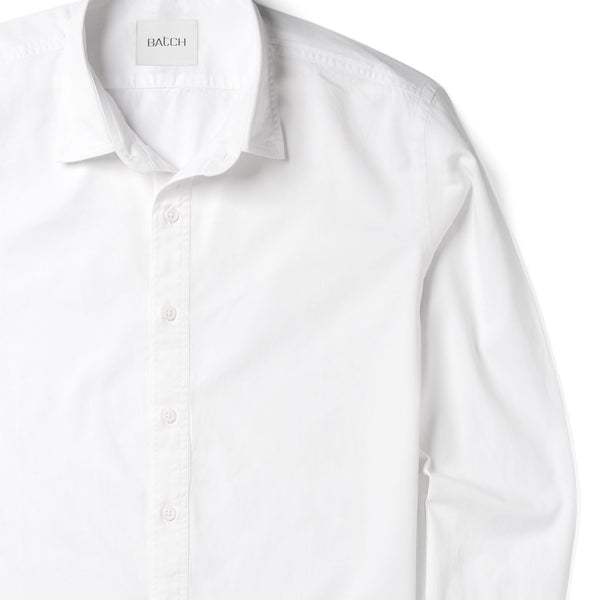 Men's Casual Button Down Shirt in Pure White Cotton Twill | Batch