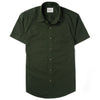 Essential Spread Collar Casual Short Sleeve Shirt - Olive Green Cotton Twill