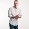 Essential Button Down Collar Casual Shirt - Aluminum Gray Cotton Oxford