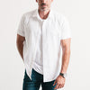 Essential Spread Collar Casual Short Sleeve Shirt - White Cotton Oxford