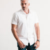 Essential Spread Collar Casual Short Sleeve Shirt - White Cotton Oxford