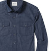 Maker Two Pocket Men's Utility Shirt In Navy Cotton End-On-End Close-Up 