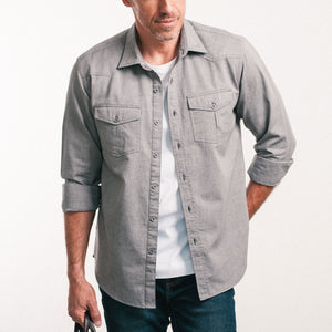 Maker Two Pocket Men's Utility Shirt In Smoke Gray Cotton Oxford Image
