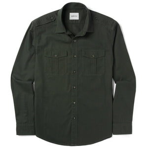 Engineer Utility Shirt – Dark Green Cotton Shadow Stripe