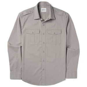 Engineer Utility Shirt – Stone Gray Cotton Shadow Stripe