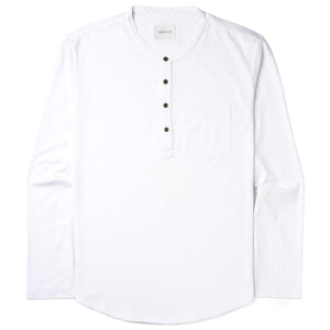 Essential 1 Pocket Henley BB  Shirt –  White Cotton Jersey