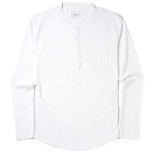 Essential 1 Pocket Henley Shirt –  White Cotton Jersey