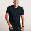 Pioneer Short Sleeve Henley Shirt –  Navy Cotton Jersey