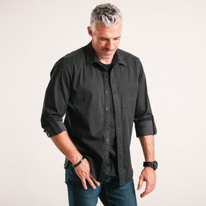 Myers Casual Shirt – Black Cotton Stretch Twill