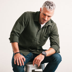 Myers Casual Shirt – Olive Green Cotton Stretch Twill