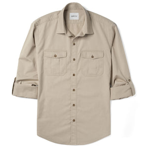 Work Utility Shirt – Desert Sand Cotton Twill