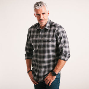 Smith Utility Shirt – Black & Gray Plaid Cotton Oxford