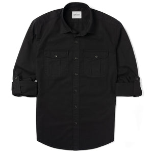 Work Utility Shirt – Black Cotton Twill