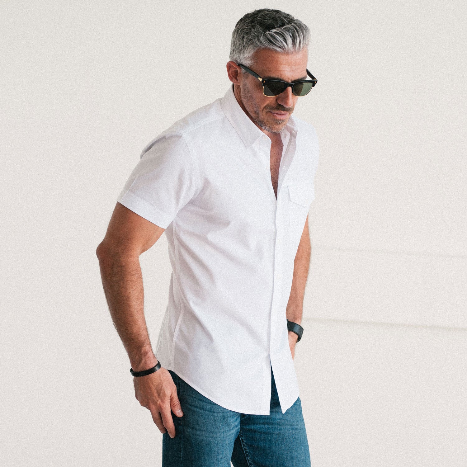 Author Short Sleeve Casual Shirt – Pure White Cotton Oxford