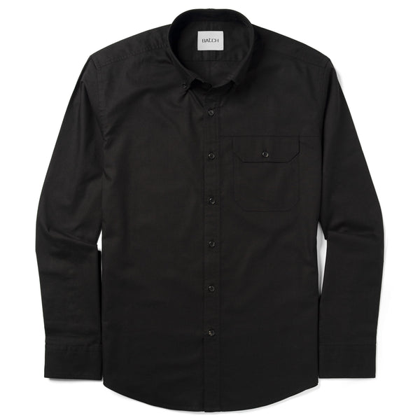 Men's One Pocket Casual Shirt - Builder in Black Cotton Oxford | Batch