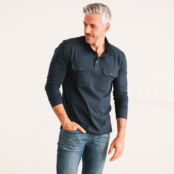 Constructor Pullover Shirt –  Navy Cotton Jersey