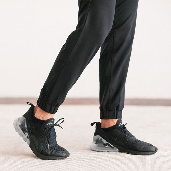 Men's Modern Distiller Joggers – Black Stretch Carbon Interlock | Batch