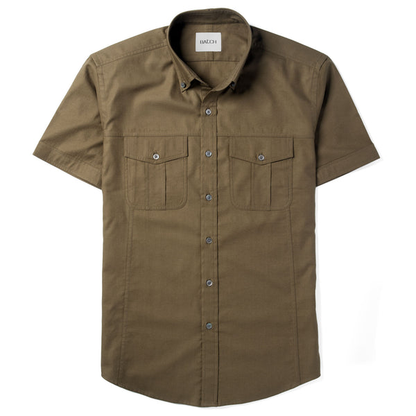Men's Utility Shirt - Short Sleeve Editor in Fatigue Green | Batch