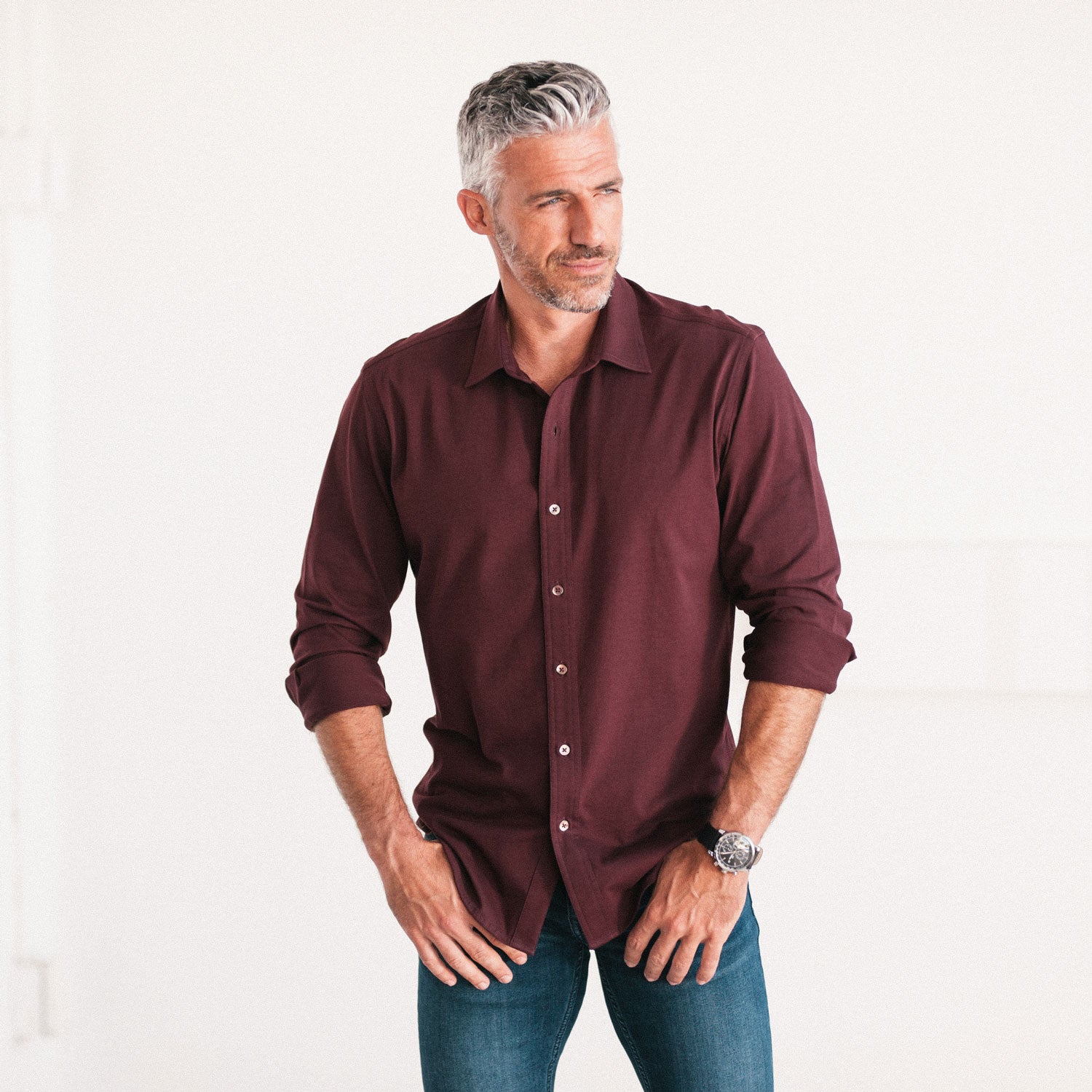 Essential T-Shirt Shirt - Burgundy Cotton Jersey