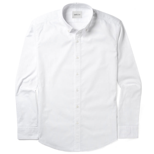 Men's Casual Button Down Shirt in Classic White Cotton Oxford | Batch