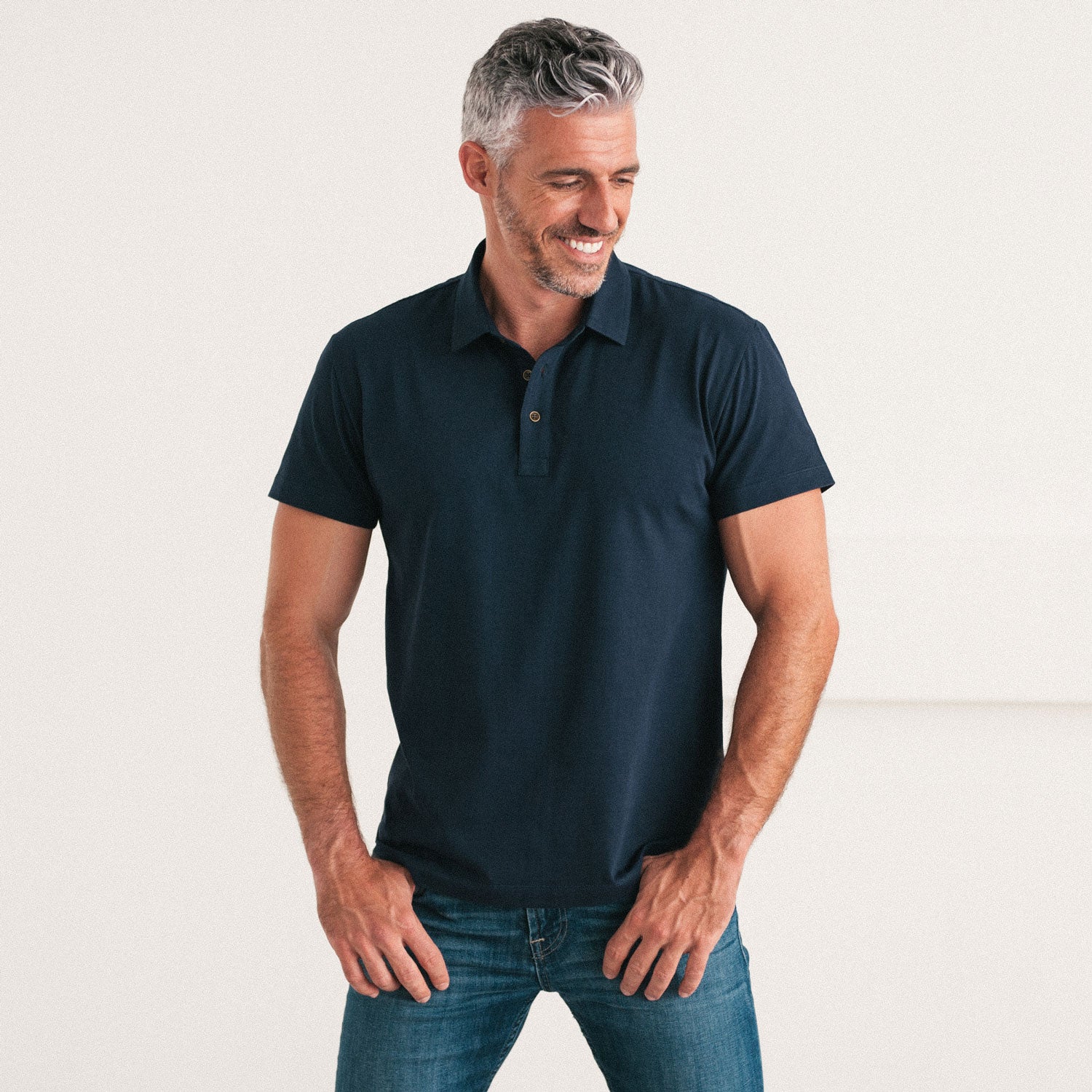 Essential Short Sleeve Polo Shirt Navy Cotton Jersey