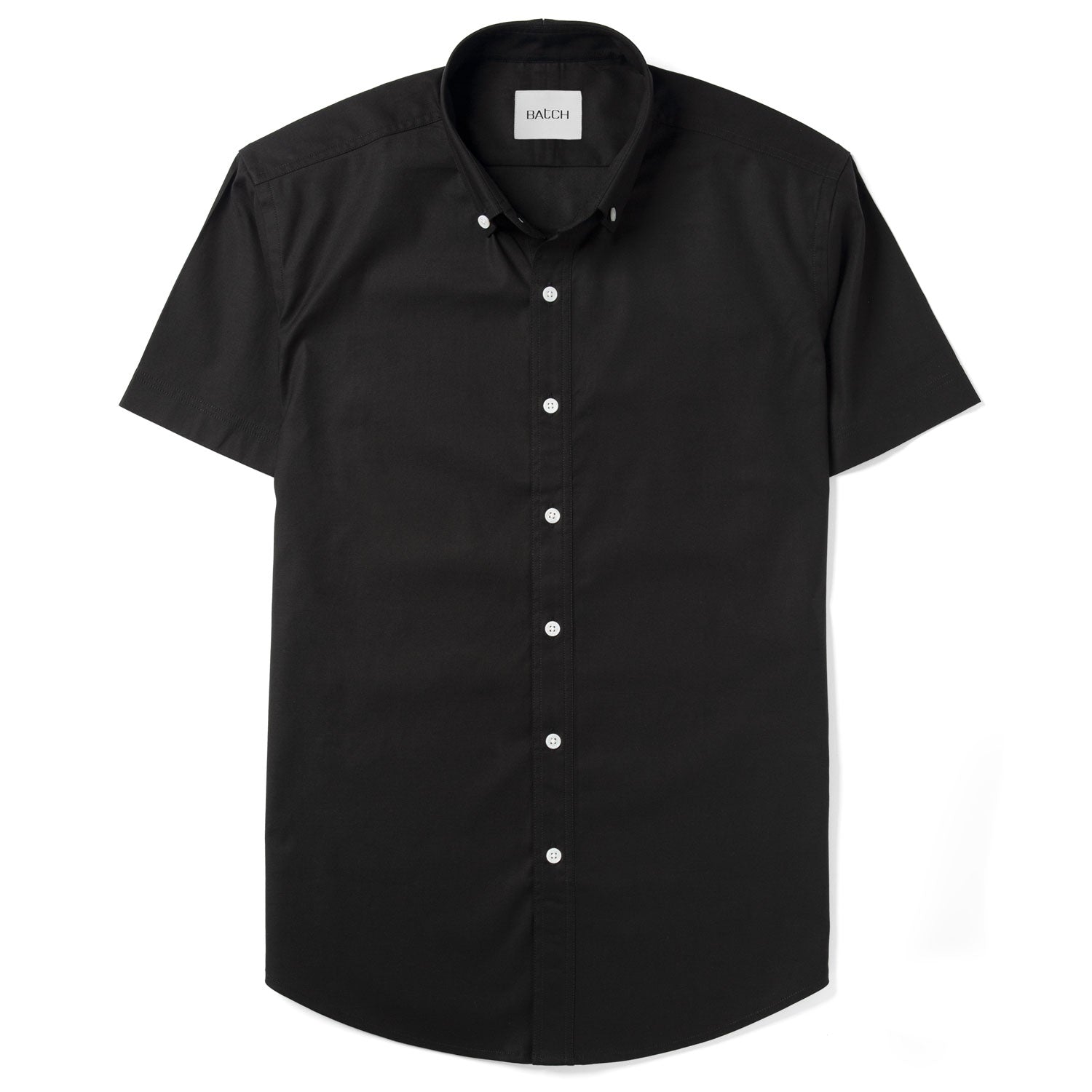 Essential Short Sleeve Casual Shirt - WB Jet Black Stretch Cotton Poplin