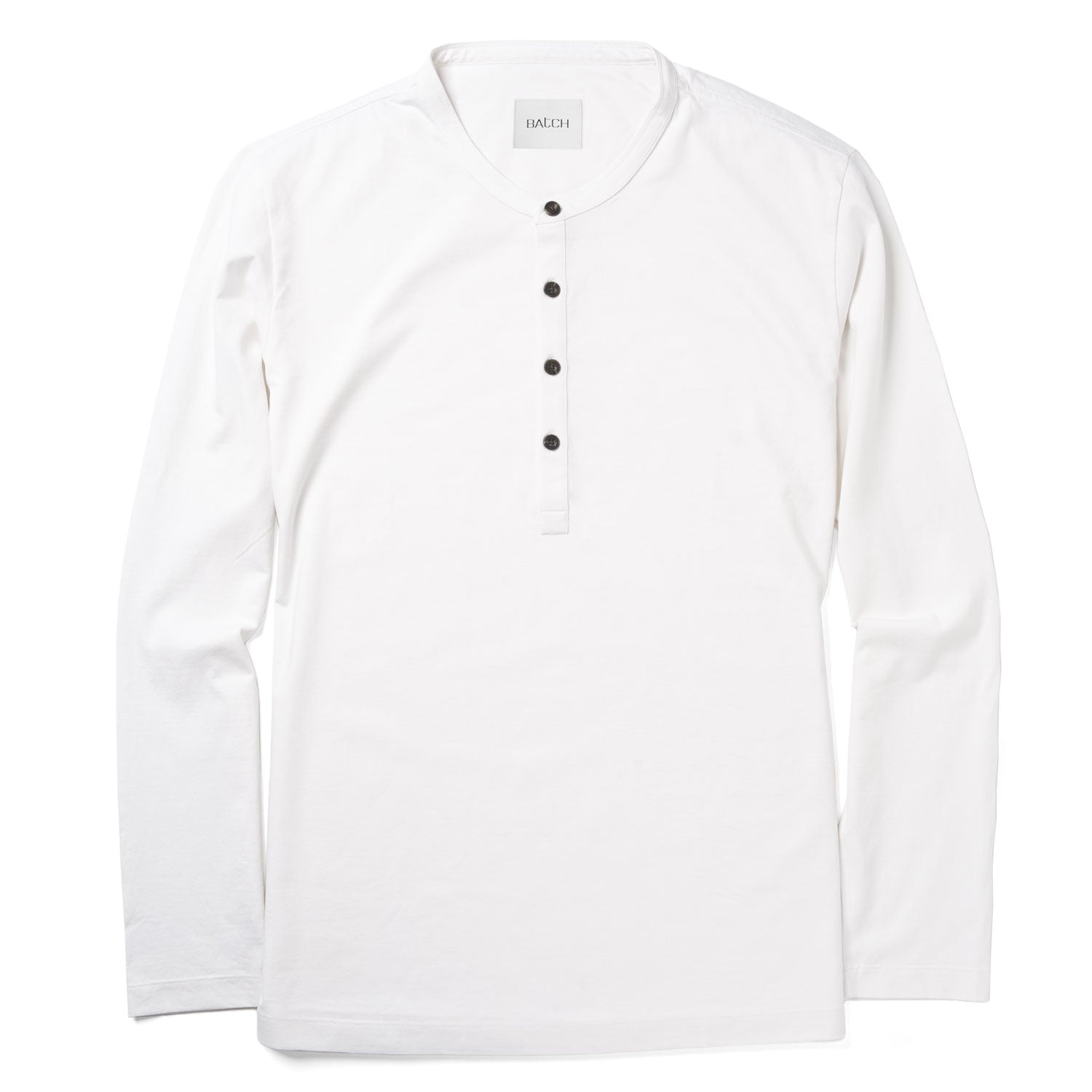 Men's BB Henley - Long Sleeves in White Cotton Jersey