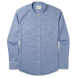 Batch Pioneer Band Collar Men's Shirt In Classic Blue Oxford