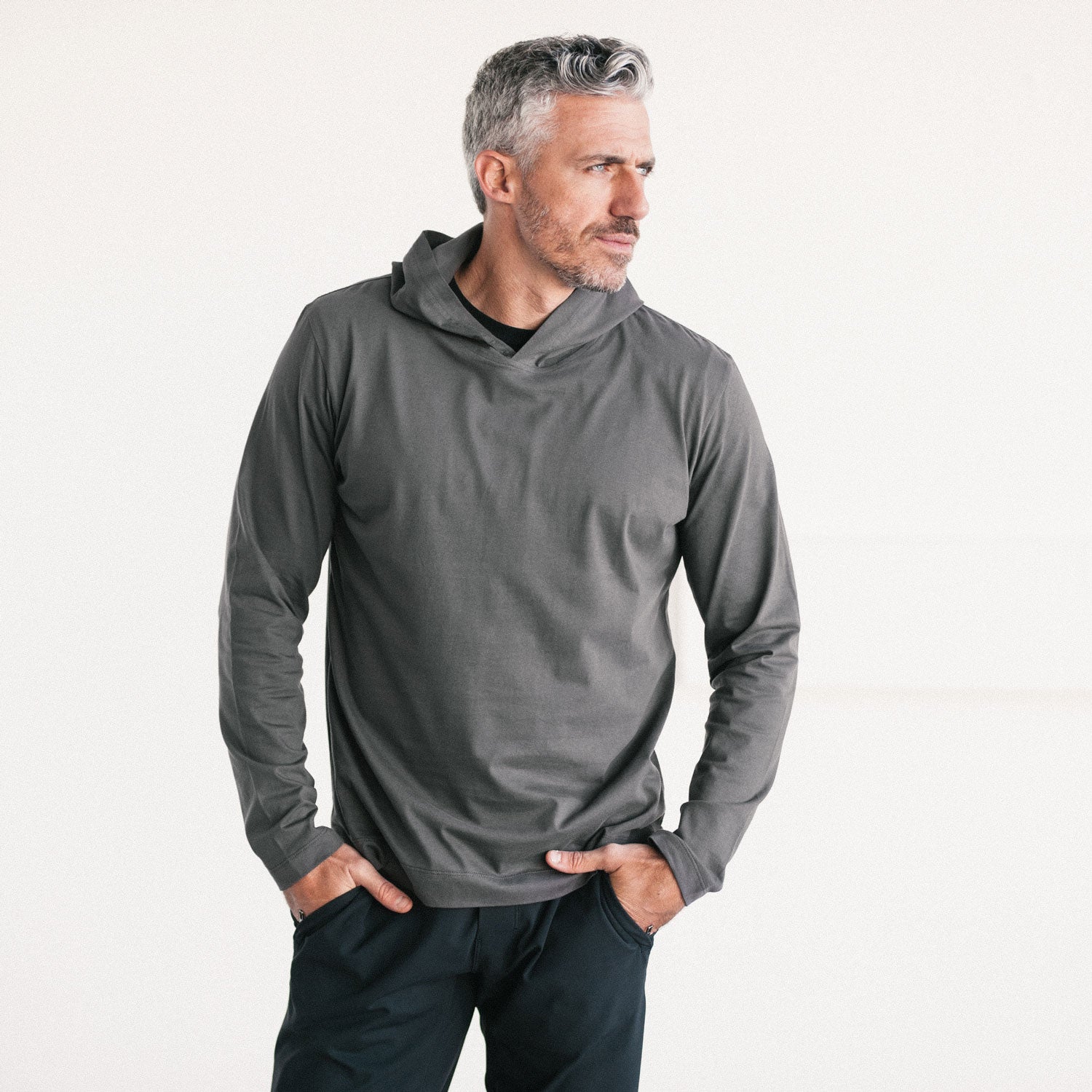 Essential T-Hoodie –  Slate Gray Cotton Jersey