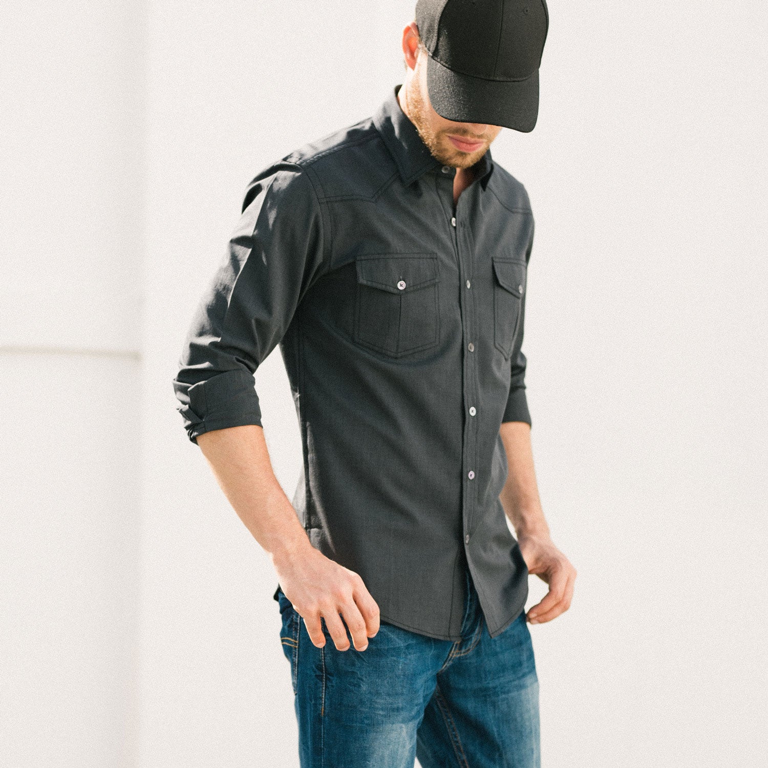 Maker Shirt – Asphalt Gray End-on-End